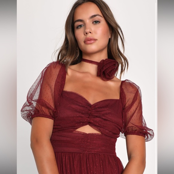 Lulu's Burgundy Midi Dress - Picture 3 of 5